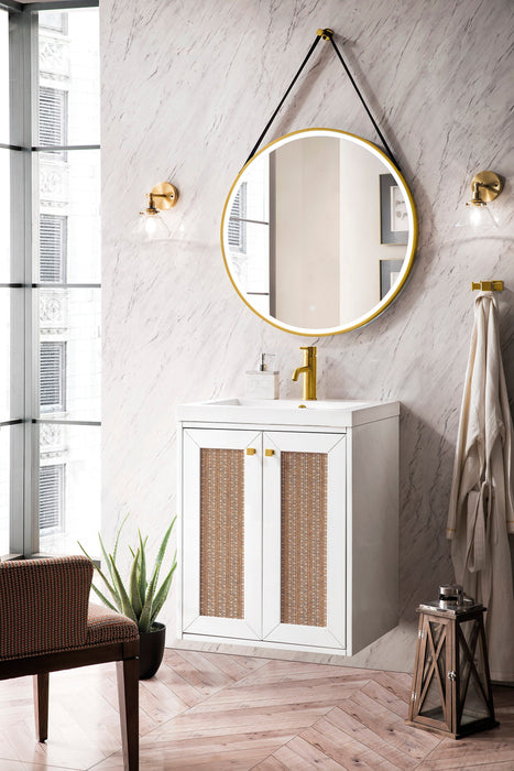 Chianti 24" Single Vanity, Glossy White w/ White Glossy Composite Stone Top - Luxe Vanity & Tub