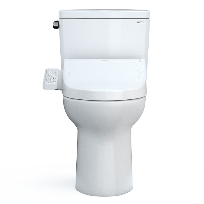 TOTO Drake 1.6 GPF Two Piece Elongated Chair Height Toilet with Left Hand Lever - Bidet Seat Included - Luxe Vanity & Tub