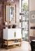 Columbia 31.5" Single Vanity, Glossy White, Radiant Gold, w/ White Glossy Composite Stone Top - Luxe Vanity & Tub