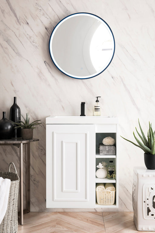 Alicante 24" Single Vanity, Glossy White w/ White Glossy Composite Stone Top - Luxe Vanity & Tub