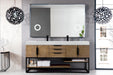 Columbia 72" Double Vanity, Latte Oak, Matte Black w/ Glossy White Composite Stone Top - Luxe Vanity & Tub