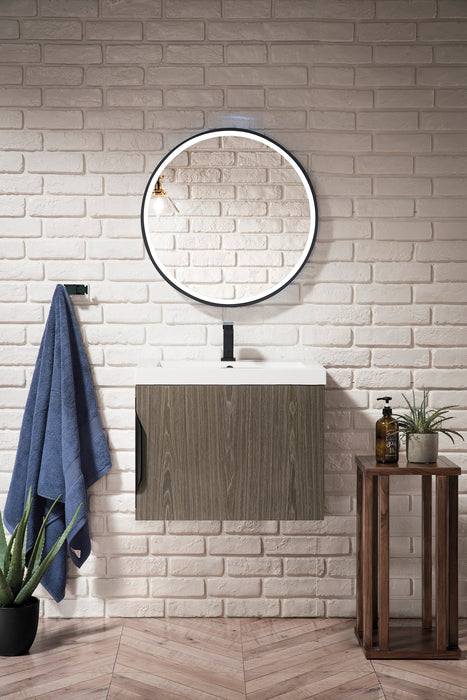 Columbia 24" Single Vanity, Ash Gray w/ White Glossy Composite Stone Top - Luxe Vanity & Tub