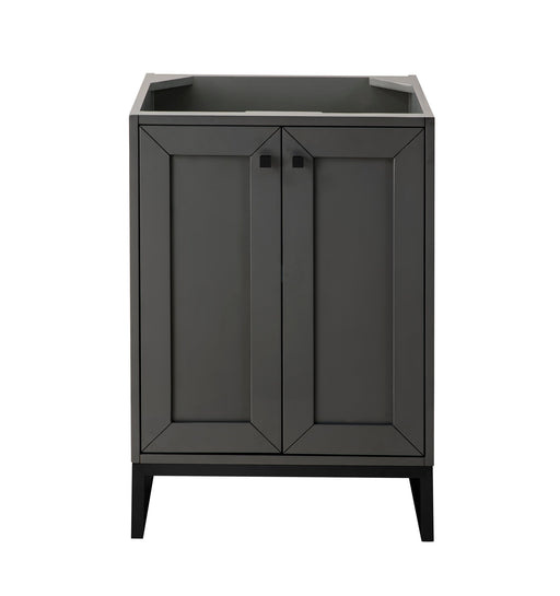 Chianti 24" Single Vanity Cabinet, Mineral Gray, Matte Black - Luxe Vanity & Tub