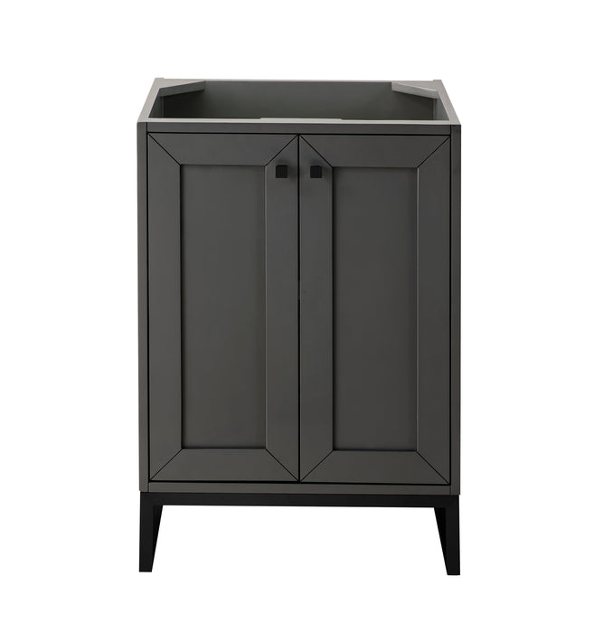 Chianti 24" Single Vanity Cabinet, Mineral Gray, Matte Black - Luxe Vanity & Tub