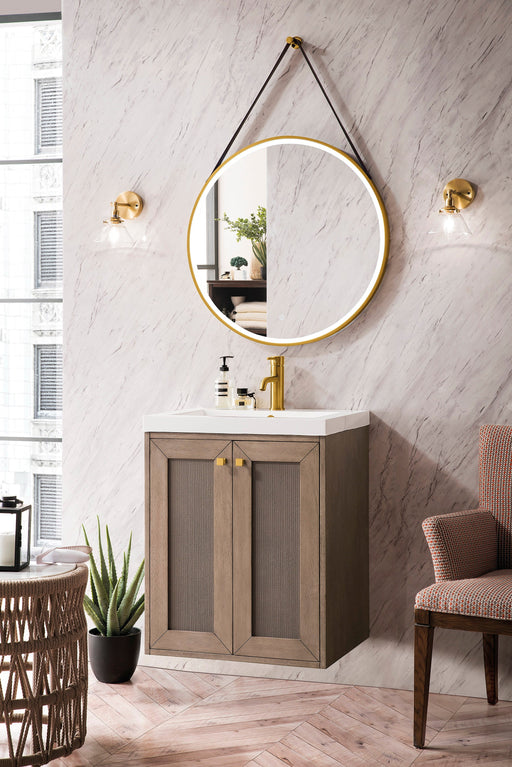 Chianti 20" Single Vanity, Whitewashed Walnut w/ White Glossy Composite Stone Top - Luxe Vanity & Tub