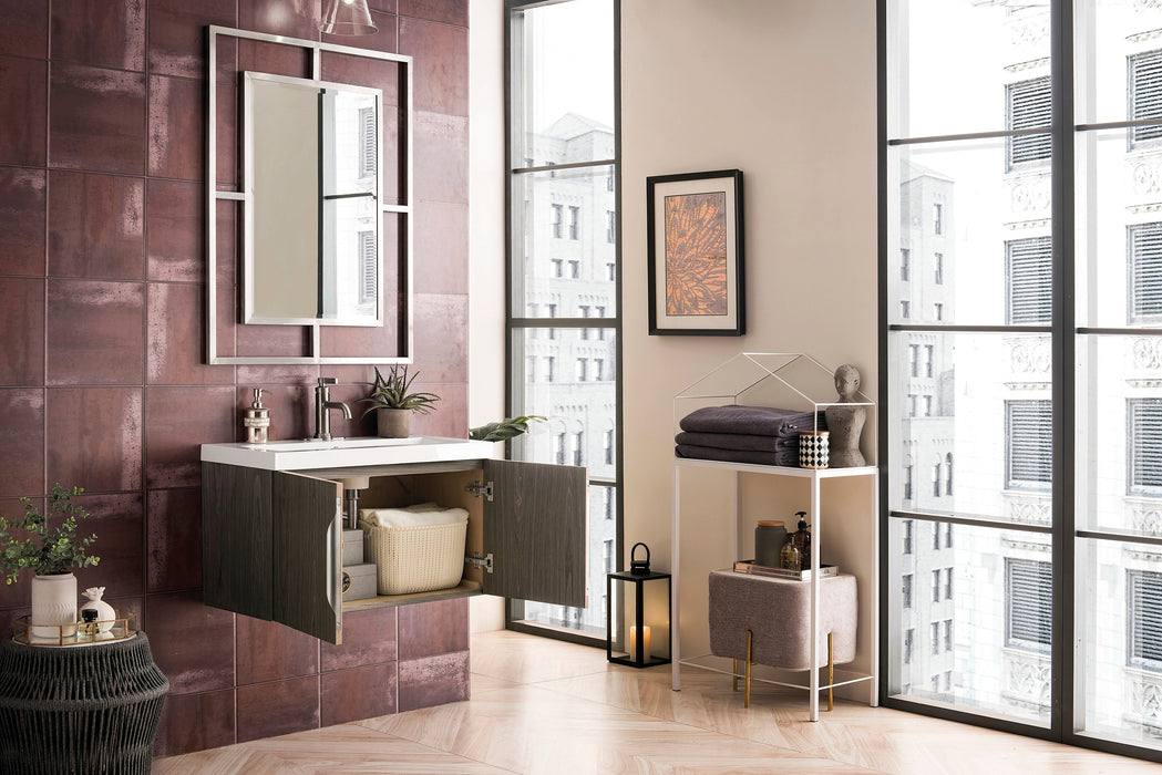 Columbia 31.5" Single Vanity, Ash Gray w/ White Glossy Composite Stone Top - Luxe Vanity & Tub