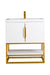 Columbia 31.5" Single Vanity, Glossy White, Radiant Gold, w/ White Glossy Composite Stone Top - Luxe Vanity & Tub