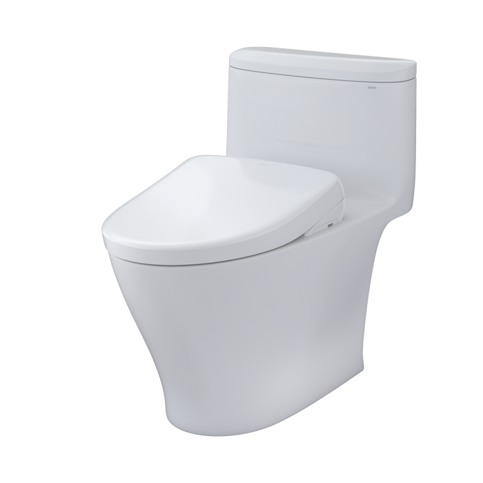 TOTO Nexus 1.28 GPF One Piece Elongated Chair Height Toilet with Washlet+ S7A Auto Open Bidet Seat, Tornado Auto Flush, CEFIONTECT, EWATER+, and PREMIST - Luxe Vanity & Tub