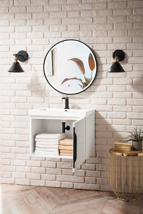 Columbia 24" Single Vanity, Glossy White w/ White Glossy Composite Stone Top - Luxe Vanity & Tub