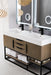 Columbia 59" Double Vanity, Latte Oak, Matte Black w/ Glossy White Composite Stone Top - Luxe Vanity & Tub