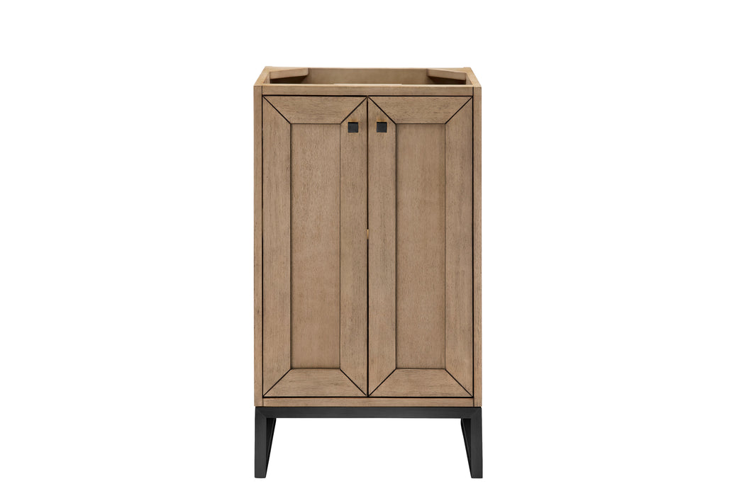 Chianti 20" Single Vanity Cabinet, Whitewashed Walnut, Matte Black - Luxe Vanity & Tub