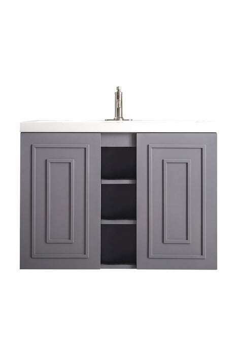 Alicante 39.5" Single Vanity, Gray Smoke w/ White Glossy Composite Stone Top - Luxe Vanity & Tub