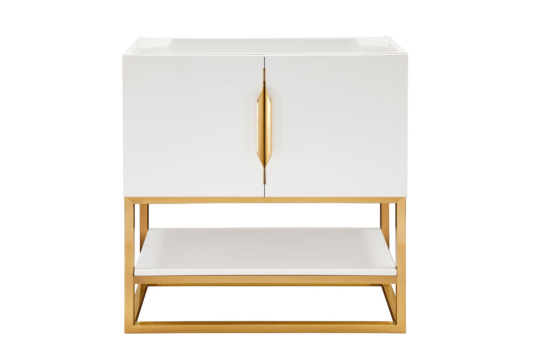 Columbia 31.5" Single Vanity Cabinet, Glossy White, Radiant Gold - Luxe Vanity & Tub