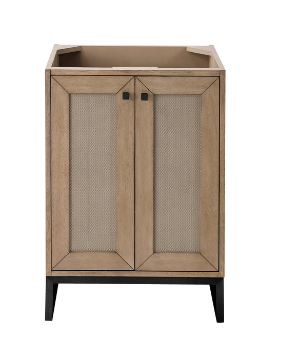 Chianti 24" Single Vanity Cabinet, Whitewashed Walnut, Matte Black - Luxe Vanity & Tub