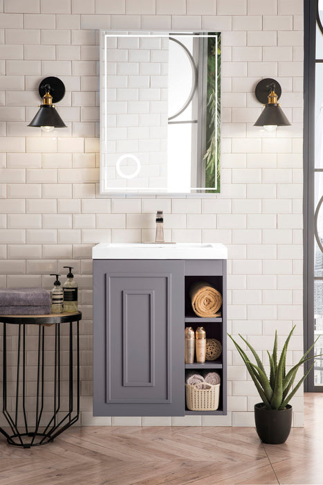 Alicante 24" Single Vanity, Gray Smoke w/ White Glossy Composite Stone Top - Luxe Vanity & Tub