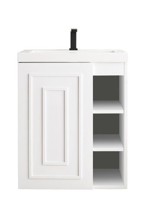 Alicante 24" Single Vanity, Glossy White w/ White Glossy Composite Stone Top - Luxe Vanity & Tub