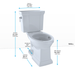 TOTO Promenade II 1.28 GPF Two-Piece Elongated Toilet with Tornado Flush Technology - Luxe Vanity & Tub