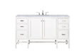 Addison 60" Single Vanity, Glossy White w/ 3 CM Carrara White Top - Luxe Vanity & Tub