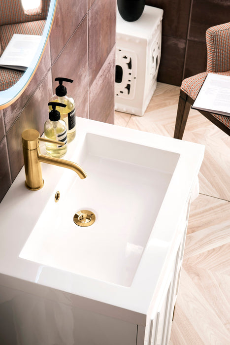 Alicante 24" Single Vanity, Glossy White, Radiant Gold w/ White Glossy Composite Stone Top - Luxe Vanity & Tub