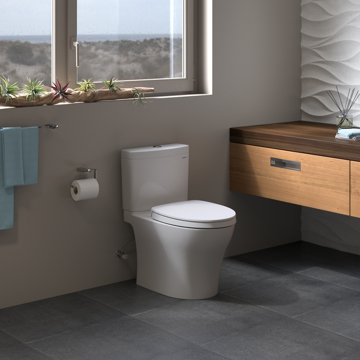 TOTO Aquia IV 0.9 / 1.28 GPF Dual Flush Two Piece Elongated Toilet with Push Button Flush - Seat Included - Luxe Vanity & Tub