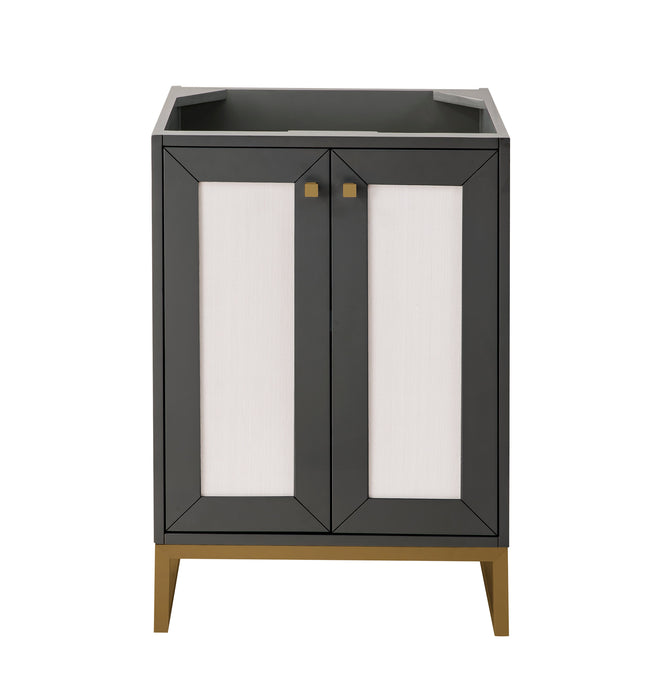 Chianti 24" Single Vanity Cabinet, Mineral Gray, Radiant Gold - Luxe Vanity & Tub