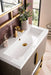 Columbia 31.5" Single Vanity, Ash Gray, Radiant Gold, w/ White Glossy Composite Stone Top - Luxe Vanity & Tub