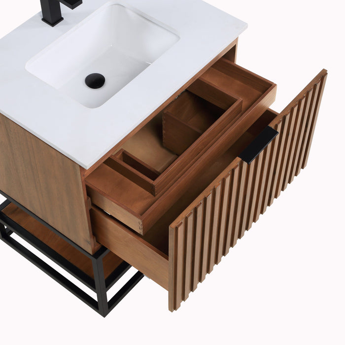 Terra 30" Single  Bathroom Vanity in Walnut and Matte Black - Luxe Vanity & Tub