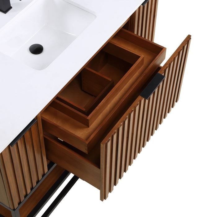 Terra 48" Single Bathroom Vanity in Walnut and Matte Black - Luxe Vanity & Tub