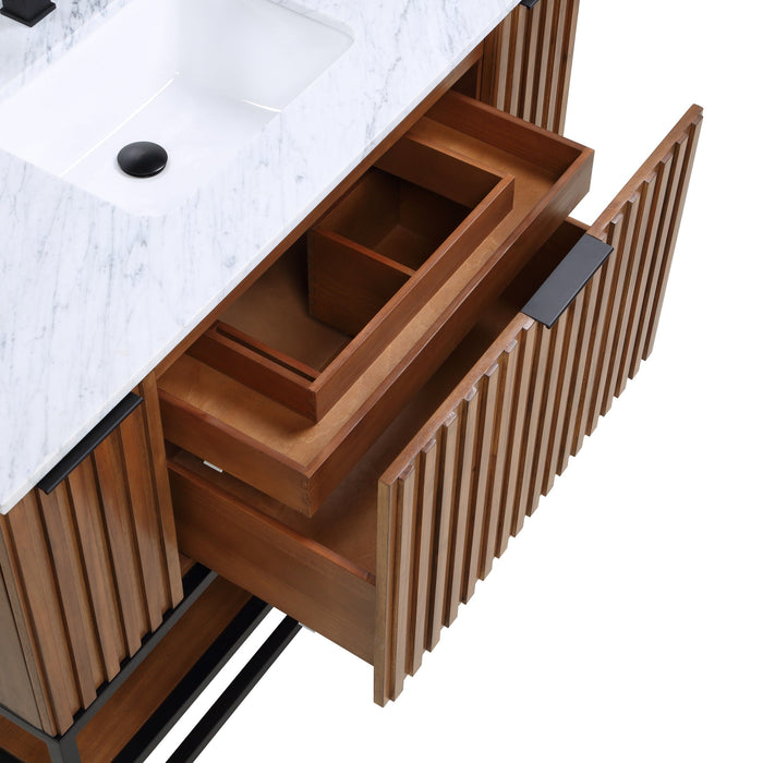 Terra 48" Single Bathroom Vanity in Walnut and Matte Black - Luxe Vanity & Tub