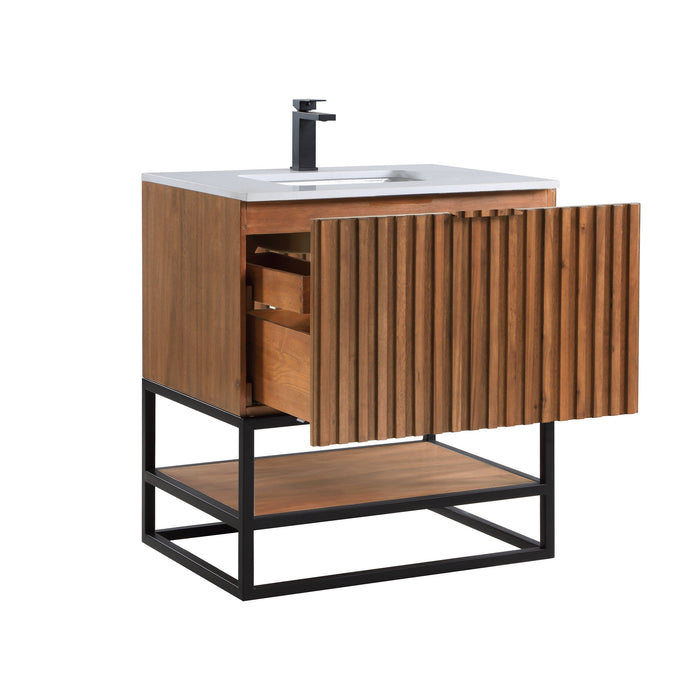 Terra 30" Single  Bathroom Vanity in Walnut and Matte Black - Luxe Vanity & Tub