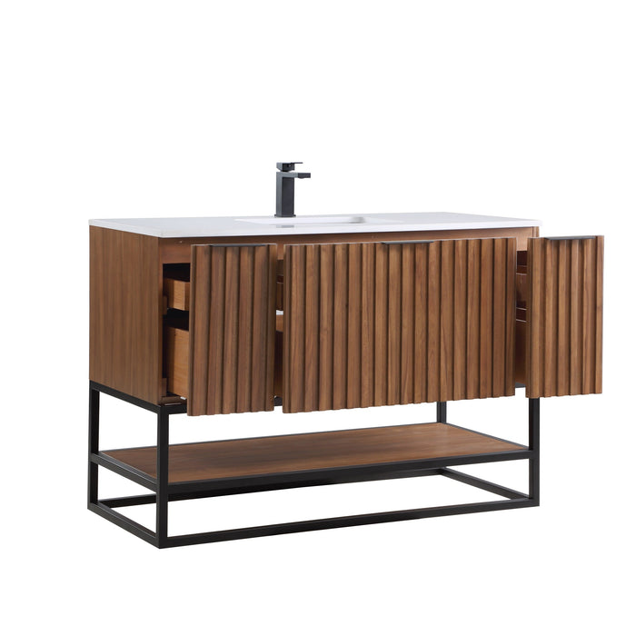 Terra 48" Single Bathroom Vanity in Walnut and Matte Black - Luxe Vanity & Tub