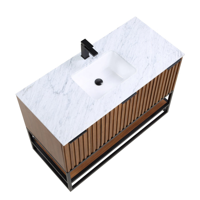 Terra 48" Single Bathroom Vanity in Walnut and Matte Black - Luxe Vanity & Tub