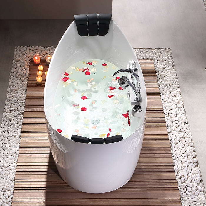59" Freestanding Whirlpool Bathtub with Center Drain