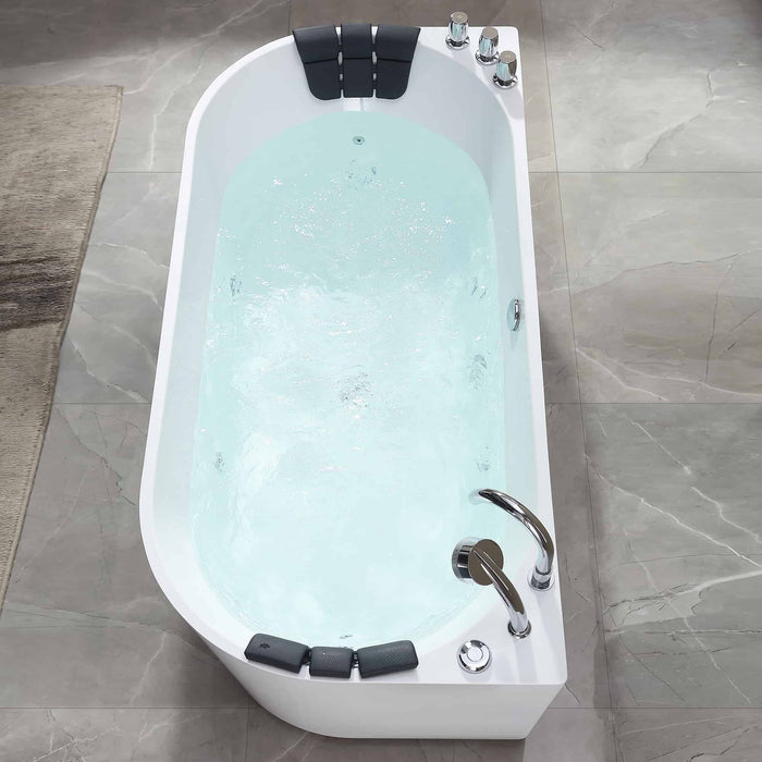 59" Freestanding Whirlpool Bathtub with Center Drain