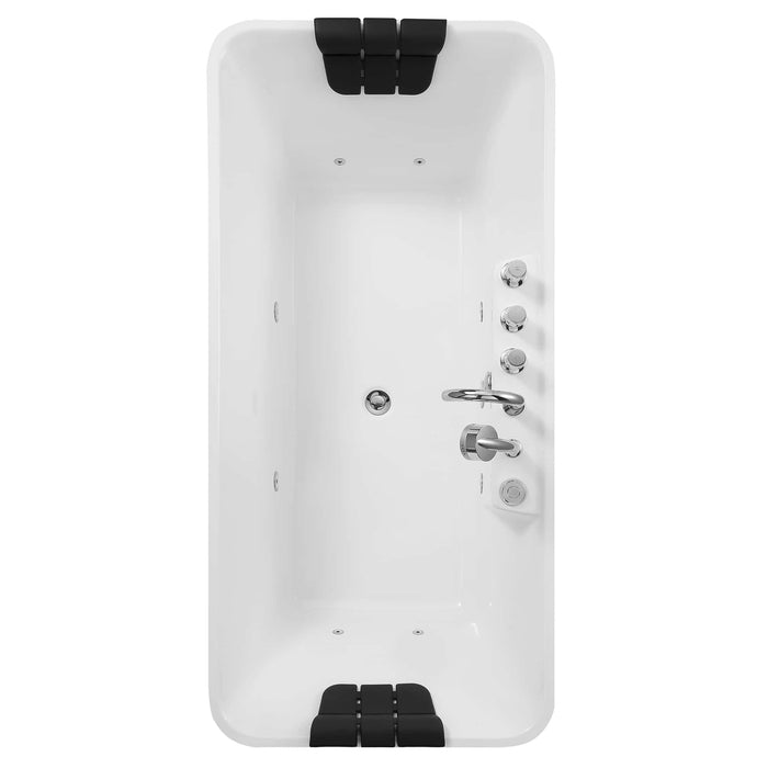 59" Freestanding Whirlpool Rectangle Tub with Center Drain