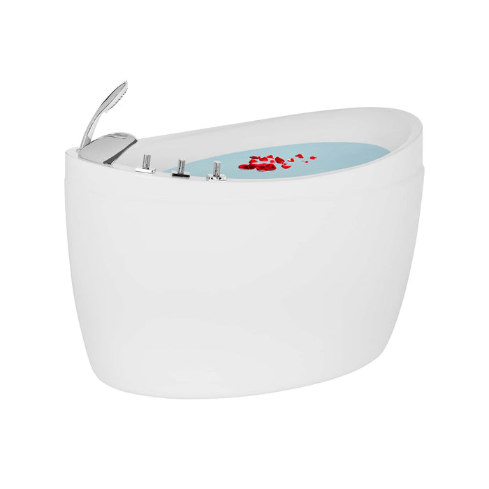 59" Freestanding Air Massage Japanese-Style Bathtub with Reversible Drain