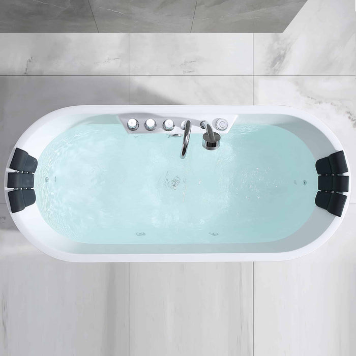 67" Freestanding Whirlpool Bathtub with Center Drain