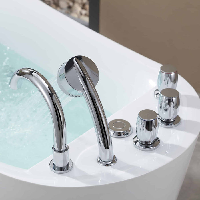 67" Freestanding Whirlpool Bathtub with Reversible Drain