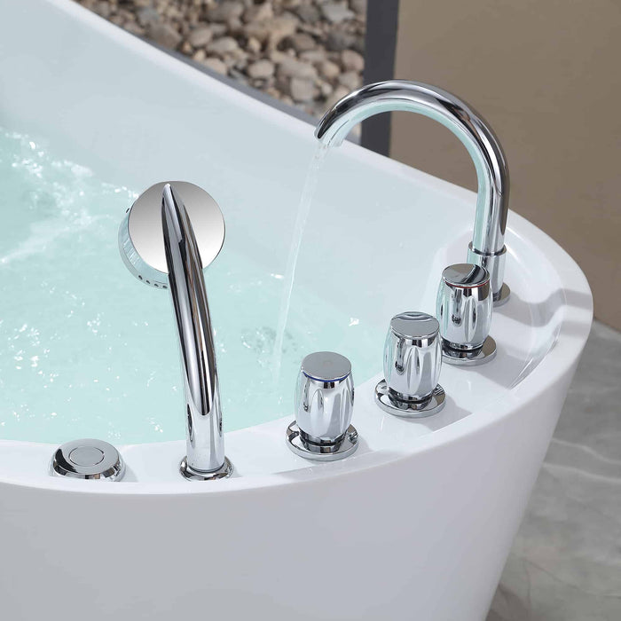 67" Freestanding Whirlpool Bathtub With Reversible Drain