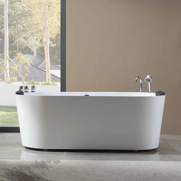 71" Freestanding Whirlpool Bathtub with Center Drain