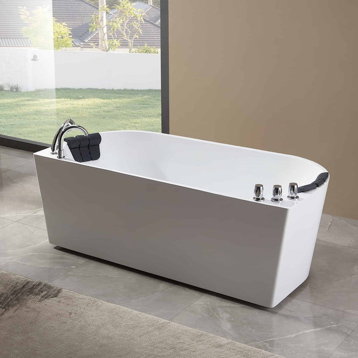 71" Freestanding Whirlpool Bathtub with Center Drain