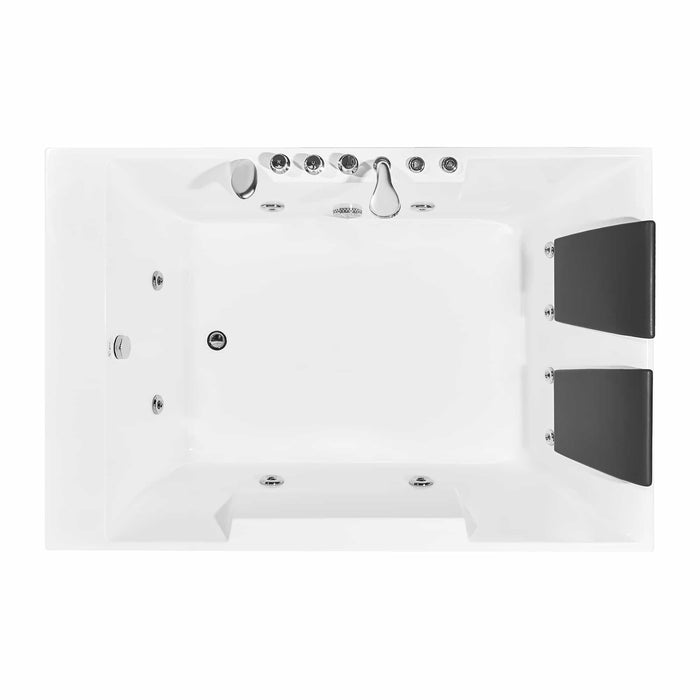72" Alcove Whirlpool 2-Person LED Tub with Left Drain