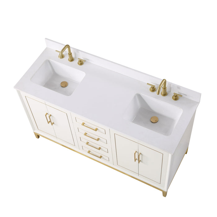 Gracie 60" Double Bathroom Vanity in White - Luxe Vanity & Tub