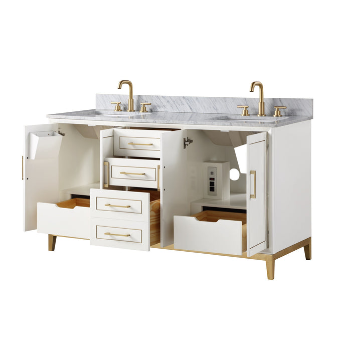 Gracie 60" Double Bathroom Vanity in White - Luxe Vanity & Tub