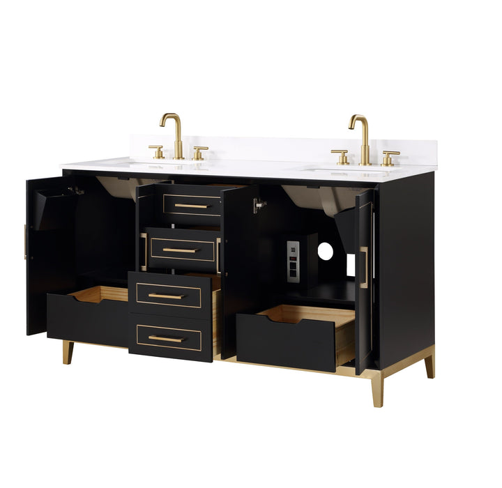 Gracie 60" Double Bathroom Vanity in Black - Luxe Vanity & Tub