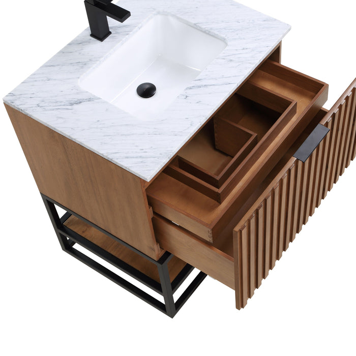 Terra 30" Single  Bathroom Vanity in Walnut and Matte Black - Luxe Vanity & Tub