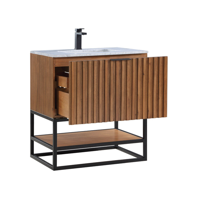 Terra 30" Single  Bathroom Vanity in Walnut and Matte Black - Luxe Vanity & Tub