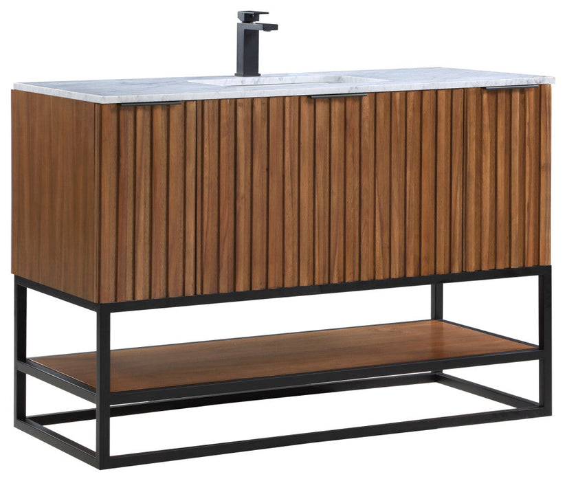 Terra 48" Single Bathroom Vanity in Walnut and Matte Black - Luxe Vanity & Tub