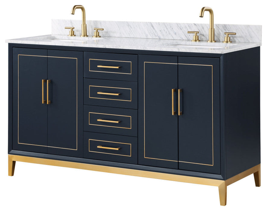 Gracie 60" Double Bathroom Vanity in Blue - Luxe Vanity & Tub