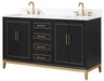 Gracie 60" Double Bathroom Vanity in Black - Luxe Vanity & Tub